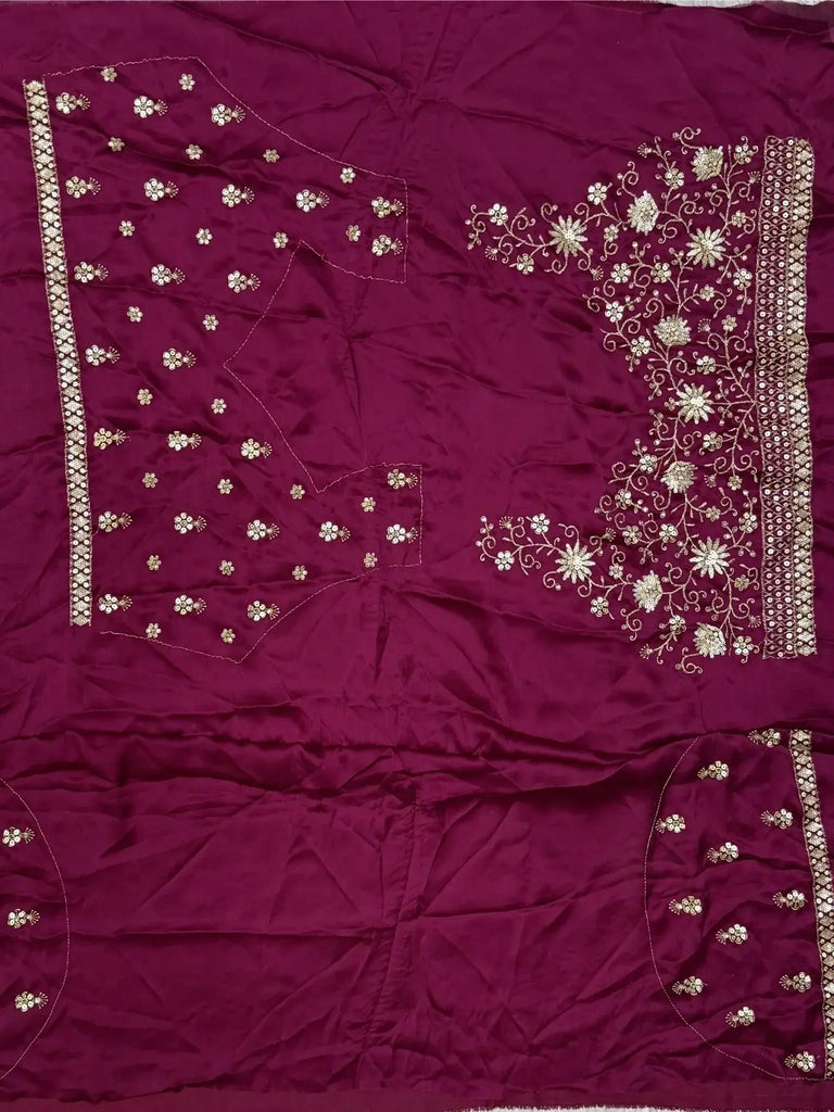 Fabulous Burgundy Zari Work Satin Wedding Lehenga Choli With Dupatta - Ethnic Plus In