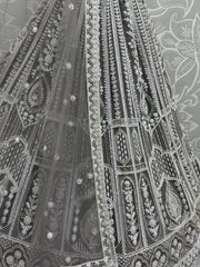 Fabulous Grey Sequins Net Reception Wear Lehenga Choli With Dupatta - Ethnic Plus In