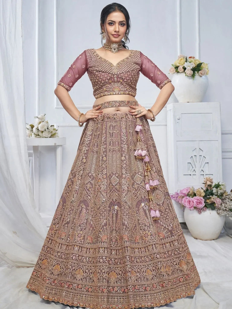 Fabulous Ivory Sequins Silk Bridesmaid Lehenga Choli With Dupatta - Ethnic Plus In