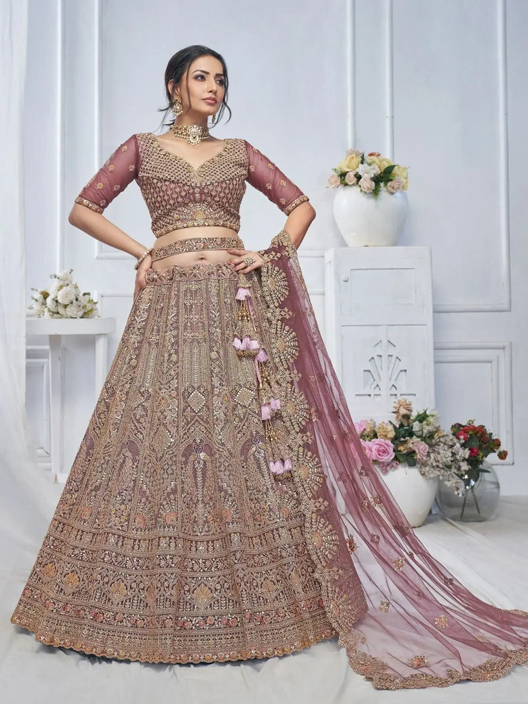 Fabulous Ivory Sequins Silk Bridesmaid Lehenga Choli With Dupatta - Ethnic Plus In