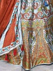 Fabulous Multi - Color Printed Art Silk Wedding Wear Lehenga Choli - Ethnic Plus In