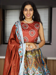 Fabulous Multi - Color Printed Art Silk Wedding Wear Lehenga Choli - Ethnic Plus In
