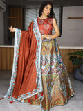 Fabulous Multi - Color Printed Art Silk Wedding Wear Lehenga Choli - Ethnic Plus In