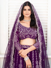 Fabulous Purple Sequins Georgette Engagement Wear Lehenga Choli - Ethnic Plus In