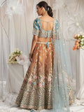 Fabulous Turquoise Color Sequins Tissue Wedding Wear Lehenga Choli - Ethnic Plus In