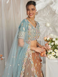 Fabulous Turquoise Color Sequins Tissue Wedding Wear Lehenga Choli - Ethnic Plus In