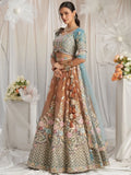 Fabulous Turquoise Color Sequins Tissue Wedding Wear Lehenga Choli - Ethnic Plus In