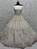 Fabulous White Sequins Net Designer Lehenga Choli With Dupatta - Ethnic Plus In