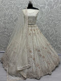 Fabulous White Sequins Net Designer Lehenga Choli With Dupatta - Ethnic Plus In