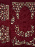 Fantastic Maroon Thread Work Velvet Bridal Lehenga Choli With Double Dupatta - Ethnic Plus In