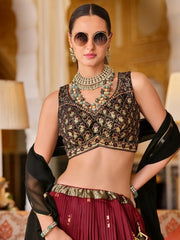 Fantastic Maroon Zari Weaving Silk Traditional Lehenga Choli - Ethnic Plus In