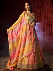 Fantastic Multi Color Organza Sangeet Wear Lehenga Choli With Dupatta - Ethnic Plus In