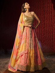 Fantastic Multi Color Organza Sangeet Wear Lehenga Choli With Dupatta - Ethnic Plus In
