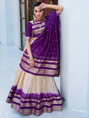 Fantastic Off - White Zari Weaving Chanderi Silk Lehenga With Blouse - Ethnic Plus In
