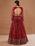 Fantastic Red Zari Embroidered Organza Wedding Lehenga Choli - Ethnic Plus In