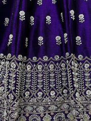 Fantastic Violet Hand Embroidered Silk Designer Lehenga Choli With Dupatta - Ethnic Plus In