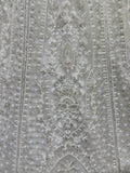 Fantastic White Pearl Work Net Monochrome Lehenga Choli With Dupatta - Ethnic Plus In