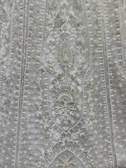 Fantastic White Pearl Work Net Monochrome Lehenga Choli With Dupatta - Ethnic Plus In