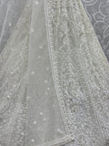 Fantastic White Pearl Work Net Monochrome Lehenga Choli With Dupatta - Ethnic Plus In