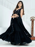 Fascinating Black Georgette Party Wear Lehenga With Embroidered Choli - Ethnic Plus In