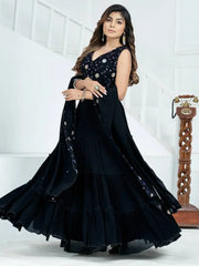 Fascinating Black Georgette Party Wear Lehenga With Embroidered Choli - Ethnic Plus In
