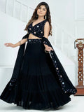 Fascinating Black Georgette Party Wear Lehenga With Embroidered Choli - Ethnic Plus In