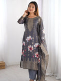 Fascinating Black Organza Digital Printed Traditional Straight Suit - Ethnic Plus In