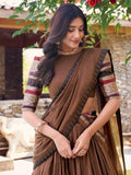Fascinating Brown Chanderi Silk Zari Weaving Traditional Lehenga Choli - Ethnic Plus In