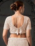 Fascinating Cream Zarkan Work Net Wedding Lehenga Choli With Dupatta - Ethnic Plus In