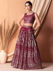 Fascinating Dark Pink Sequins Georgette Festival Wear Lehenga Choli - Ethnic Plus In