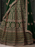 Fascinating Green Jarkan Work Georgette Lehenga Choli With Dupatta - Ethnic Plus In