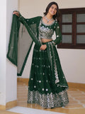 Fascinating Green Sequins Georgette Mehendi Wear Lehenga Choli - Ethnic Plus In