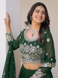Fascinating Green Sequins Georgette Mehendi Wear Lehenga Choli - Ethnic Plus In