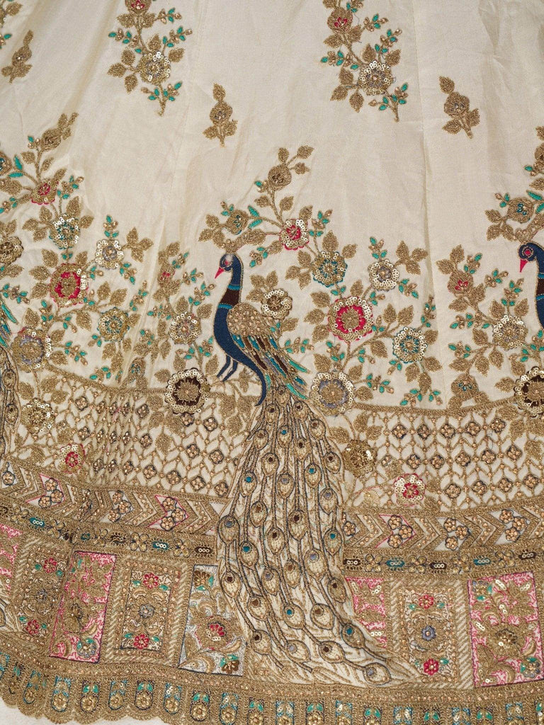 Fascinating Off - White Zari Embroidered Silk Bridesmaid Lehenga Choli - Ethnic Plus In