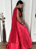 Fascinating Pink Satin Cocktail Party Wear Lehenga Choli With Dupatta - Ethnic Plus In