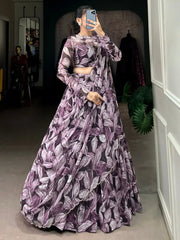 Fascinating Purple Digital Printed Silk Lehenga Choli With Dupatta - Ethnic Plus In
