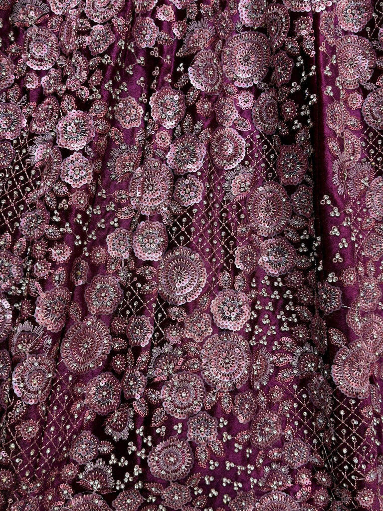 Fascinating Purple Thread Work Net Designer Lehenga Choli With Dupatta - Ethnic Plus In