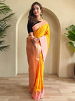 Feminine Mustard Yellow Silk Zari Weaving Saree With Blouse - Ethnic Plus In