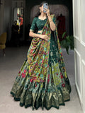 Fetching Green Kalamkari Print Tussar Silk Festival Wear Lehenga Choli - Ethnic Plus In