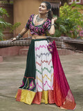 Fetching Multi Embroidered Rayon Navratri Lehenga Choli With Dupatta - Ethnic Plus In