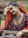 Fetching Multi Embroidered Rayon Navratri Lehenga Choli With Dupatta - Ethnic Plus In