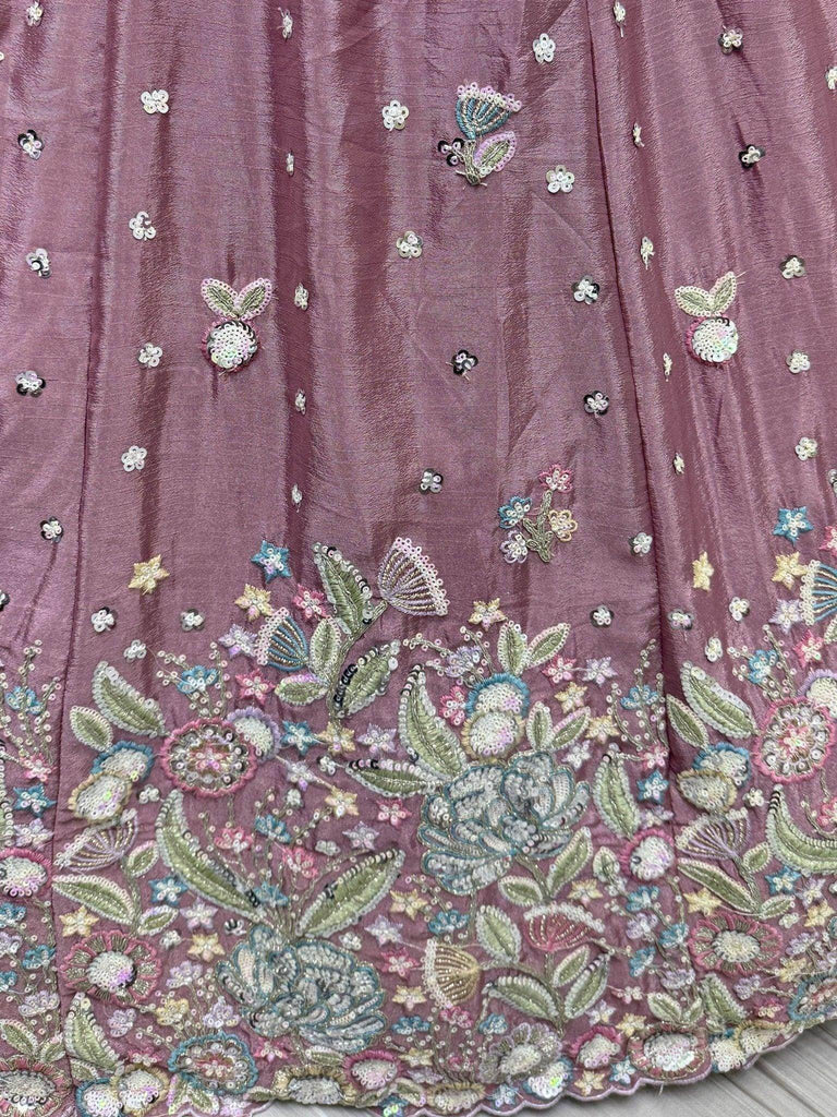 Flashy Mauve Sequins Chinon Reception Wear Lehenga Choli With Dupatta - Ethnic Plus In