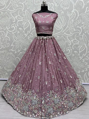 Flashy Mauve Sequins Chinon Reception Wear Lehenga Choli With Dupatta - Ethnic Plus In