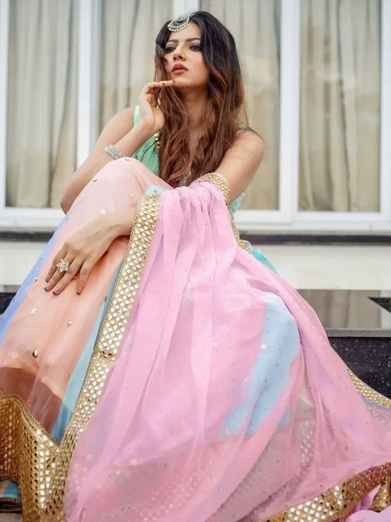 Gorgeous Multi-Color Sequins Georgette Wedding Wear Lehenga Choli