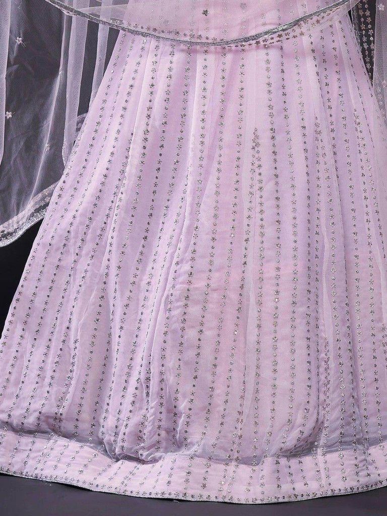 Marvelous Pink Sequins Georgette Reception Wear Lehenga Choli