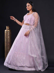 Marvelous Pink Sequins Georgette Reception Wear Lehenga Choli