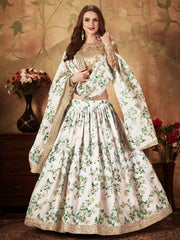 White Floral Digital Printed Organza Wedding Wear Lehenga Choli