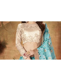 Sabyasachi Sky Blue Floral Organza Bridal Lehenga Choli