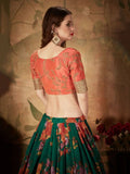 Green Floral Digital Printed Organza Bridal Lehenga Choli