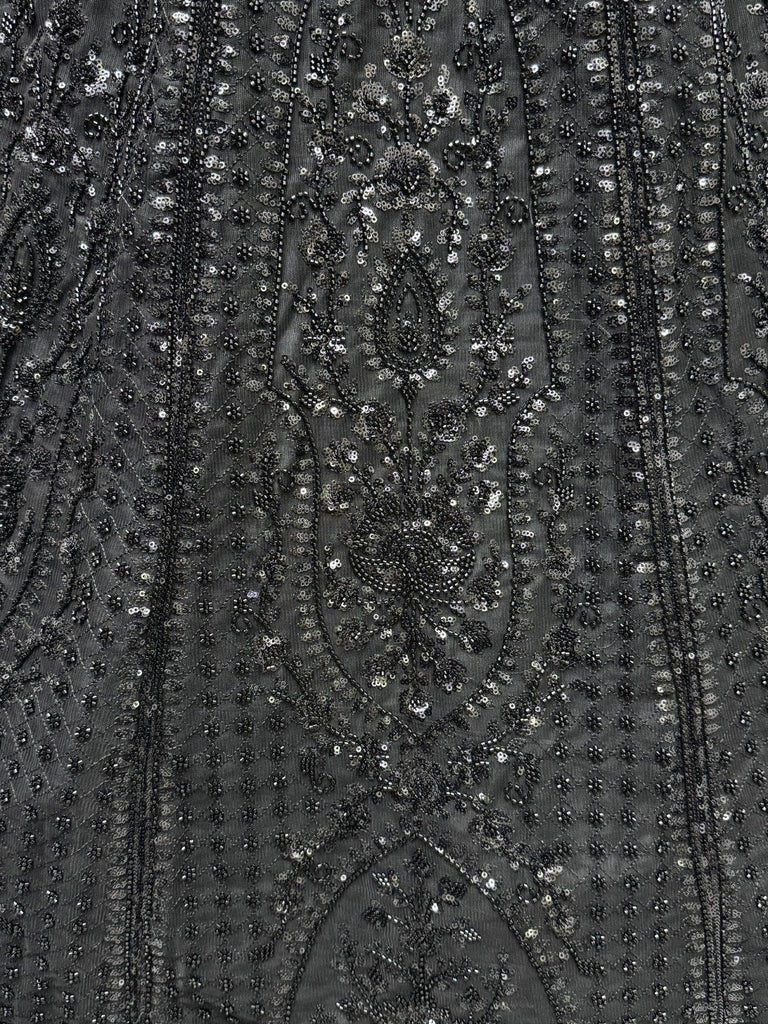 Glamorous Black Pearl Work Net Monochrome Lehenga Choli With Dupatta - Ethnic Plus In